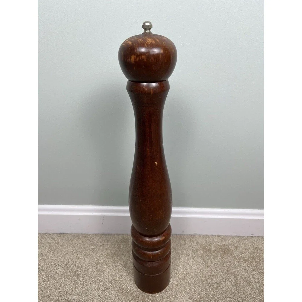 VTG MCM 17.5” H Large Wood Pepper Grinder Mill Traditional Style Walnut Finish